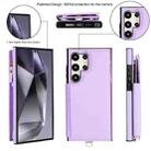 For Samsung Galaxy S24 Ultra 5G Double Flap Zipper RFID Leather Phone Case with Short Lanyard(Light Purple) - 2