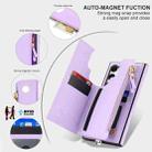 For Samsung Galaxy S24 Ultra 5G Double Flap Zipper RFID Leather Phone Case with Short Lanyard(Light Purple) - 3