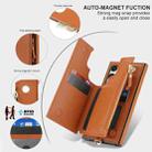 For Samsung Galaxy S24 Ultra 5G Double Flap Zipper RFID Leather Phone Case with Short Lanyard(Brown) - 3