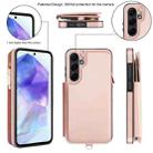 For Samsung Galaxy S24+ 5G Double Flap Zipper RFID Leather Phone Case with Short Lanyard(Rose Gold) - 2