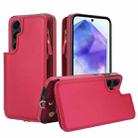 For Samsung Galaxy S24 5G Double Flap Zipper RFID Leather Phone Case with Short Lanyard(Red) - 1