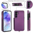 For Samsung Galaxy S24 5G Double Flap Zipper RFID Leather Phone Case with Short Lanyard(Dark Purple) - 2