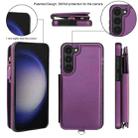 For Samsung Galaxy S23 5G Double Flap Zipper RFID Leather Phone Case with Short Lanyard(Dark Purple) - 2