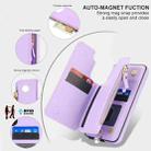 For Samsung Galaxy S23 5G Double Flap Zipper RFID Leather Phone Case with Short Lanyard(Light Purple) - 3