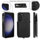For Samsung Galaxy S23+ 5G Double Flap Zipper RFID Leather Phone Case with Short Lanyard(Black) - 2