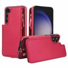 For Samsung Galaxy S23+ 5G Double Flap Zipper RFID Leather Phone Case with Short Lanyard(Red) - 1