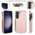 For Samsung Galaxy S23+ 5G Double Flap Zipper RFID Leather Phone Case with Short Lanyard(Rose Gold) - 2