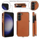 For Samsung Galaxy S23+ 5G Double Flap Zipper RFID Leather Phone Case with Short Lanyard(Brown) - 2