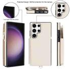 For Samsung Galaxy S23 Ultra 5G Double Flap Zipper RFID Leather Phone Case with Short Lanyard(White) - 2