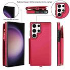 For Samsung Galaxy S23 Ultra 5G Double Flap Zipper RFID Leather Phone Case with Short Lanyard(Red) - 2