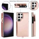 For Samsung Galaxy S23 Ultra 5G Double Flap Zipper RFID Leather Phone Case with Short Lanyard(Rose Gold) - 2