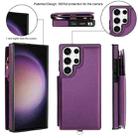 For Samsung Galaxy S23 Ultra 5G Double Flap Zipper RFID Leather Phone Case with Short Lanyard(Dark Purple) - 2