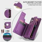 For Samsung Galaxy S23 Ultra 5G Double Flap Zipper RFID Leather Phone Case with Short Lanyard(Dark Purple) - 3