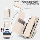 For Samsung Galaxy S22+ 5G Double Flap Zipper RFID Leather Phone Case with Short Lanyard(White) - 3