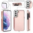 For Samsung Galaxy S22+ 5G Double Flap Zipper RFID Leather Phone Case with Short Lanyard(Rose Gold) - 2