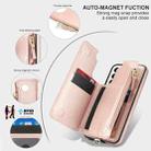 For Samsung Galaxy S22 5G Double Flap Zipper RFID Leather Phone Case with Short Lanyard(Rose Gold) - 3