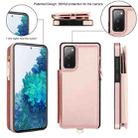 For Samsung Galaxy S20 FE Double Flap Zipper RFID Leather Phone Case with Short Lanyard(Rose Gold) - 2