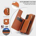For Samsung Galaxy S20+ Double Flap Zipper RFID Leather Phone Case with Short Lanyard(Brown) - 3