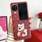 For OPPO Find N3 Flip Skin Fee Litchi Pattern Scarf Embroidered Dog Phone Case(Red Polka Dots) - 2