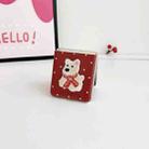 For OPPO Find N3 Flip Skin Fee Litchi Pattern Scarf Embroidered Dog Phone Case(Red Polka Dots) - 3