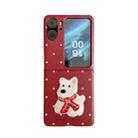 For OPPO Find N2 Flip Skin Fee Litchi Pattern Scarf Embroidered Dog Phone Case(Red Polka Dots) - 1