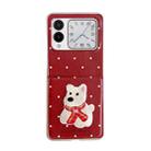 For Huawei nova Flip Skin Fee Litchi Pattern Scarf Embroidered Dog Phone Case(Red Polka Dots) - 1