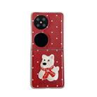 For Huawei P50 Pocket / Pocket 2 Skin Fee Litchi Pattern Scarf Embroidered Dog Phone Case(Red Polka Dots) - 1