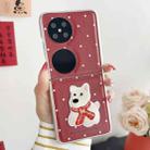 For Huawei P50 Pocket / Pocket 2 Skin Fee Litchi Pattern Scarf Embroidered Dog Phone Case(Red Polka Dots) - 2