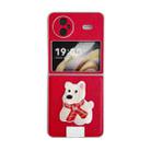 For vivo X Flip Skin Fee Litchi Pattern Scarf Embroidered Dog Phone Case(Red) - 1