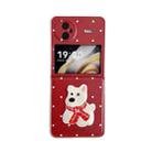 For vivo X Flip Skin Fee Litchi Pattern Scarf Embroidered Dog Phone Case(Red Polka Dots) - 1