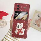 For vivo X Flip Skin Fee Litchi Pattern Scarf Embroidered Dog Phone Case(Red Polka Dots) - 2