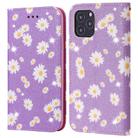 For iPhone 12 / 12 Pro Glittering Daisy Magnetic Horizontal Flip Leather Case with Holder & Card Slots & Photo Frame(Purple) - 1