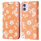 For iPhone 12 mini Glittering Daisy Magnetic Horizontal Flip Leather Case with Holder & Card Slots & Photo Frame(Orange) - 1