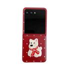 For Motorola Razr 40 Ultra Skin Fee Litchi Pattern Scarf Embroidered Dog Phone Case(Red Polka Dots) - 1