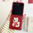 For Motorola Razr 40 Ultra Skin Fee Litchi Pattern Scarf Embroidered Dog Phone Case(Red Polka Dots) - 2
