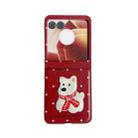 For Motorola Razr 50 Skin Fee Litchi Pattern Scarf Embroidered Dog Phone Case(Red Polka Dots) - 1