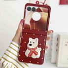 For Motorola Razr 50 Skin Fee Litchi Pattern Scarf Embroidered Dog Phone Case(Red Polka Dots) - 2