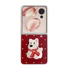 For Honor Magic V Flip Skin Fee Litchi Pattern Scarf Embroidered Dog Phone Case(Red Polka Dots) - 1