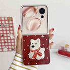 For Honor Magic V Flip Skin Fee Litchi Pattern Scarf Embroidered Dog Phone Case(Red Polka Dots) - 2