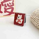 For Samsung Galaxy Z Flip6 5G Skin Fee Litchi Pattern Scarf Embroidered Dog Phone Case(Red Polka Dots) - 3