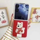 For Xiaomi Mix Flip Skin Fee Litchi Pattern Scarf Embroidered Dog Phone Case(Red) - 2