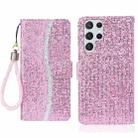 For Samsung Galaxy S25 Ultra 5G Glitter Powder Filp Leather Phone Case(Pink) - 1