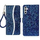 For Samsung Galaxy S25+ 5G Glitter Powder Filp Leather Phone Case(Blue) - 1