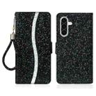 For Samsung Galaxy A56 5G Glitter Powder Filp Leather Phone Case(Black) - 1