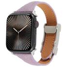 For Apple Watch 46mm / 49mm / 45mm / 44mm Slim Magnetic Buckle Genuine Leather Watch Band(Purple) - 1