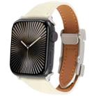For Apple Watch 46mm / 49mm / 45mm / 44mm Slim Magnetic Buckle Genuine Leather Watch Band(Beige) - 1
