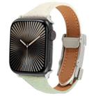 For Apple Watch 46mm / 49mm / 45mm / 44mm Slim Magnetic Buckle Genuine Leather Watch Band(Green Beige) - 1