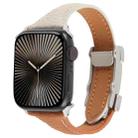 For Apple Watch 46mm / 49mm / 45mm / 44mm Slim Magnetic Buckle Genuine Leather Watch Band(Brown Beige) - 1