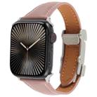 For Apple Watch 46mm / 49mm / 45mm / 44mm Slim Magnetic Buckle Genuine Leather Watch Band(Smoky Purple) - 1