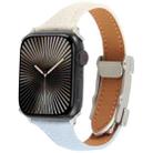 For Apple Watch 46mm / 49mm / 45mm / 44mm Slim Magnetic Buckle Genuine Leather Watch Band(Blue Beige) - 1